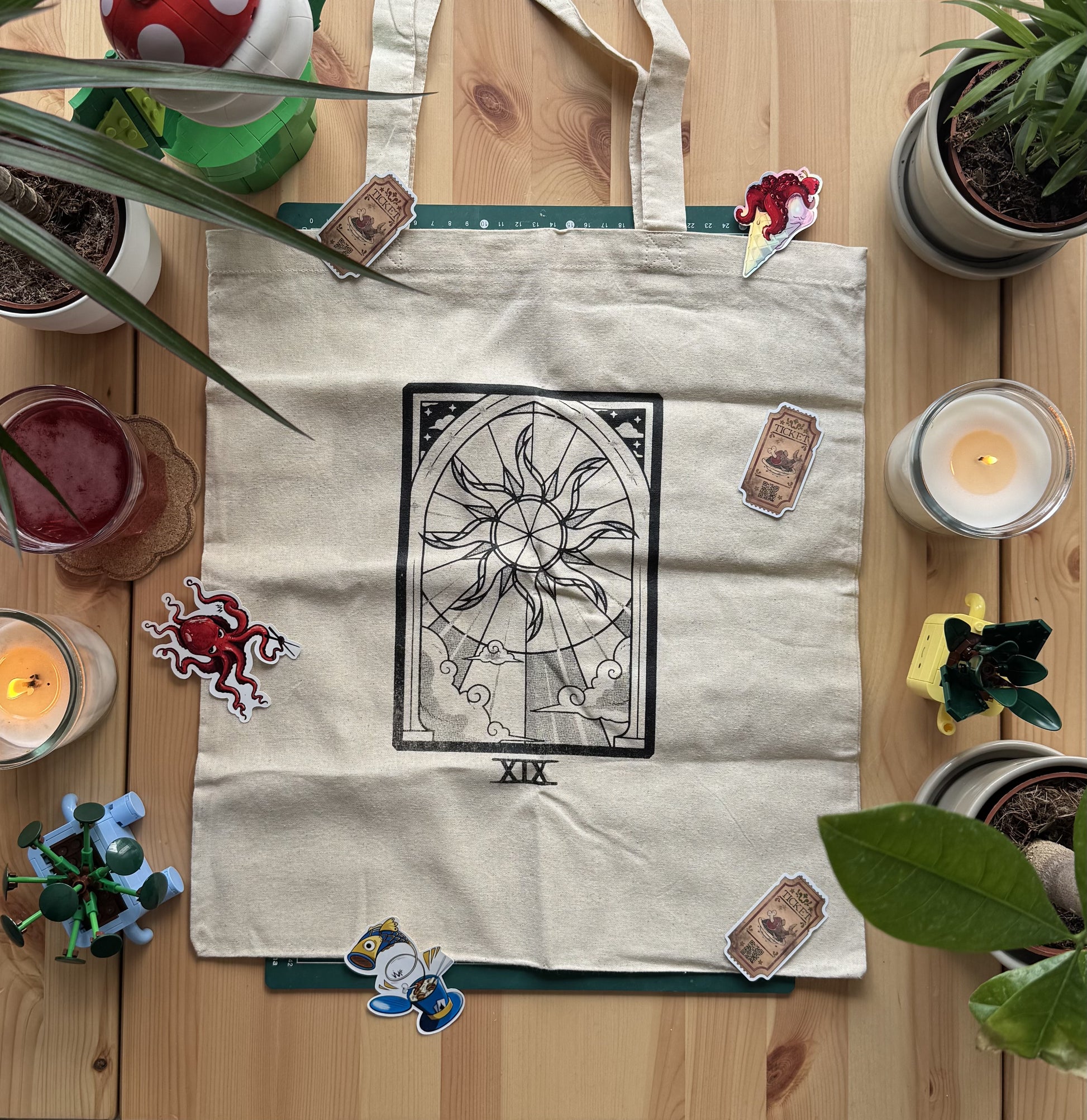 Sac serigraphie artisanale creation artisanale carte Tarot