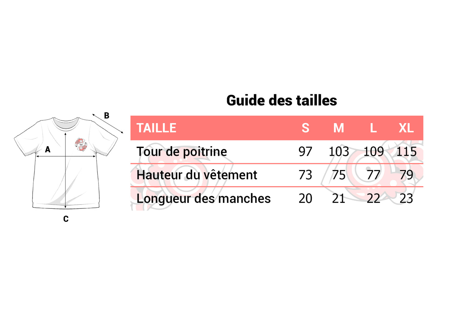 Guide des tailles t-shirt Wink