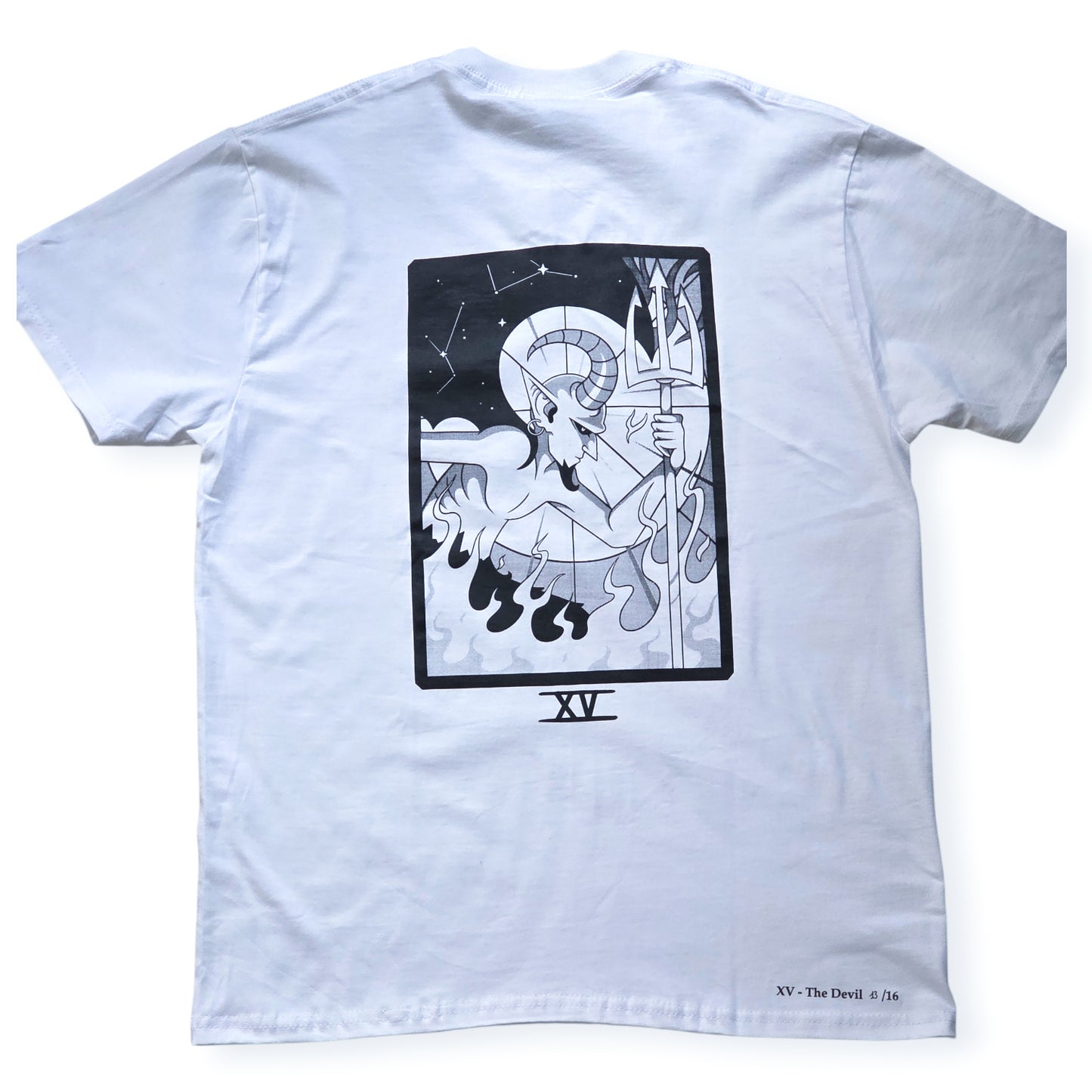 Edition limitée numérotée sérigraphie noire tarot diable t shirt blanc