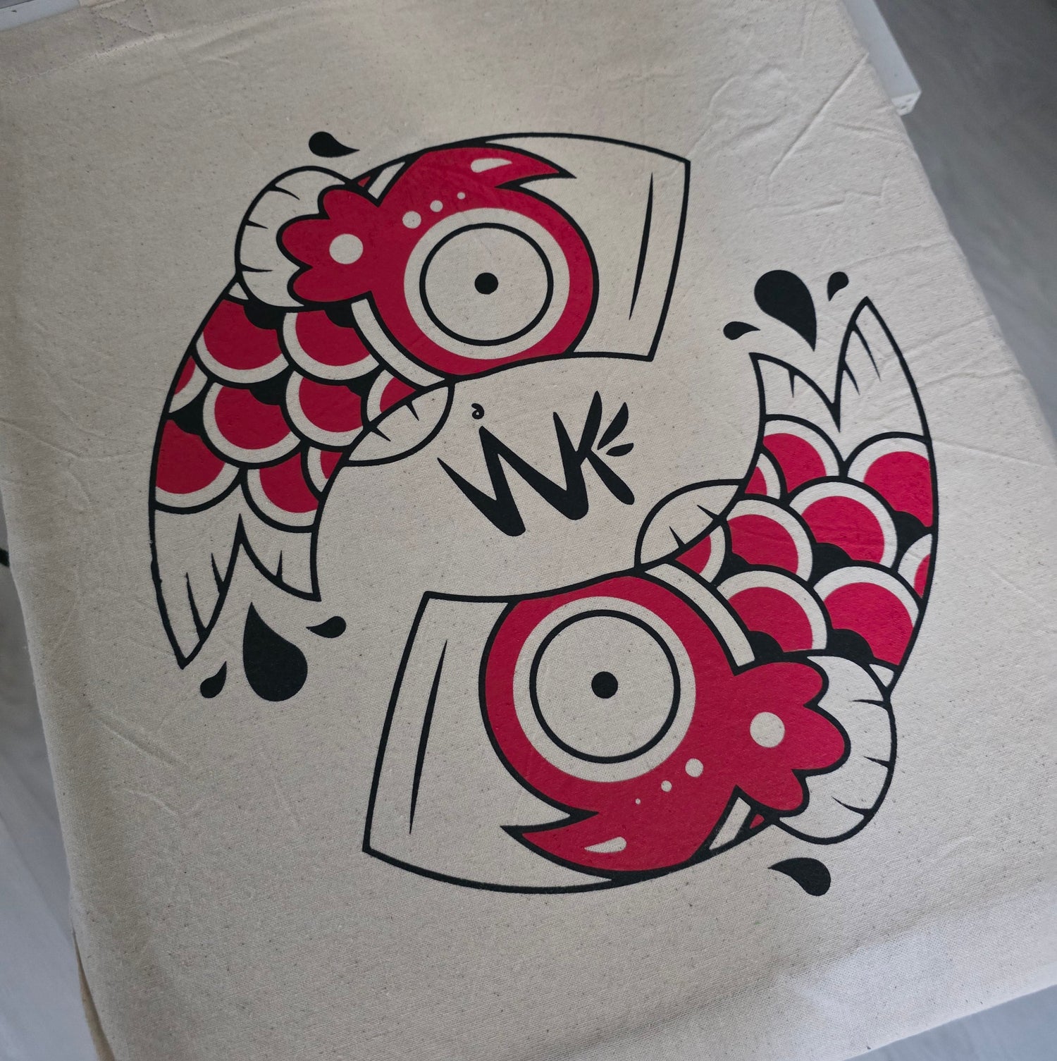 Tote Bag en coton, sérigrpahie artisanale. Logo Bicouleur. Design Original. 