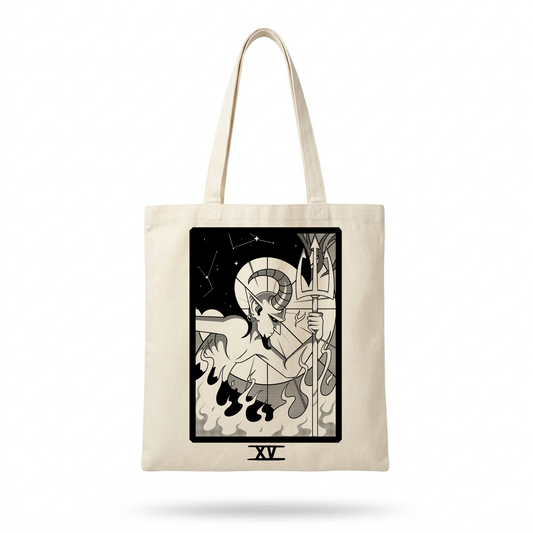 Sac tissu motif diable tarot carte